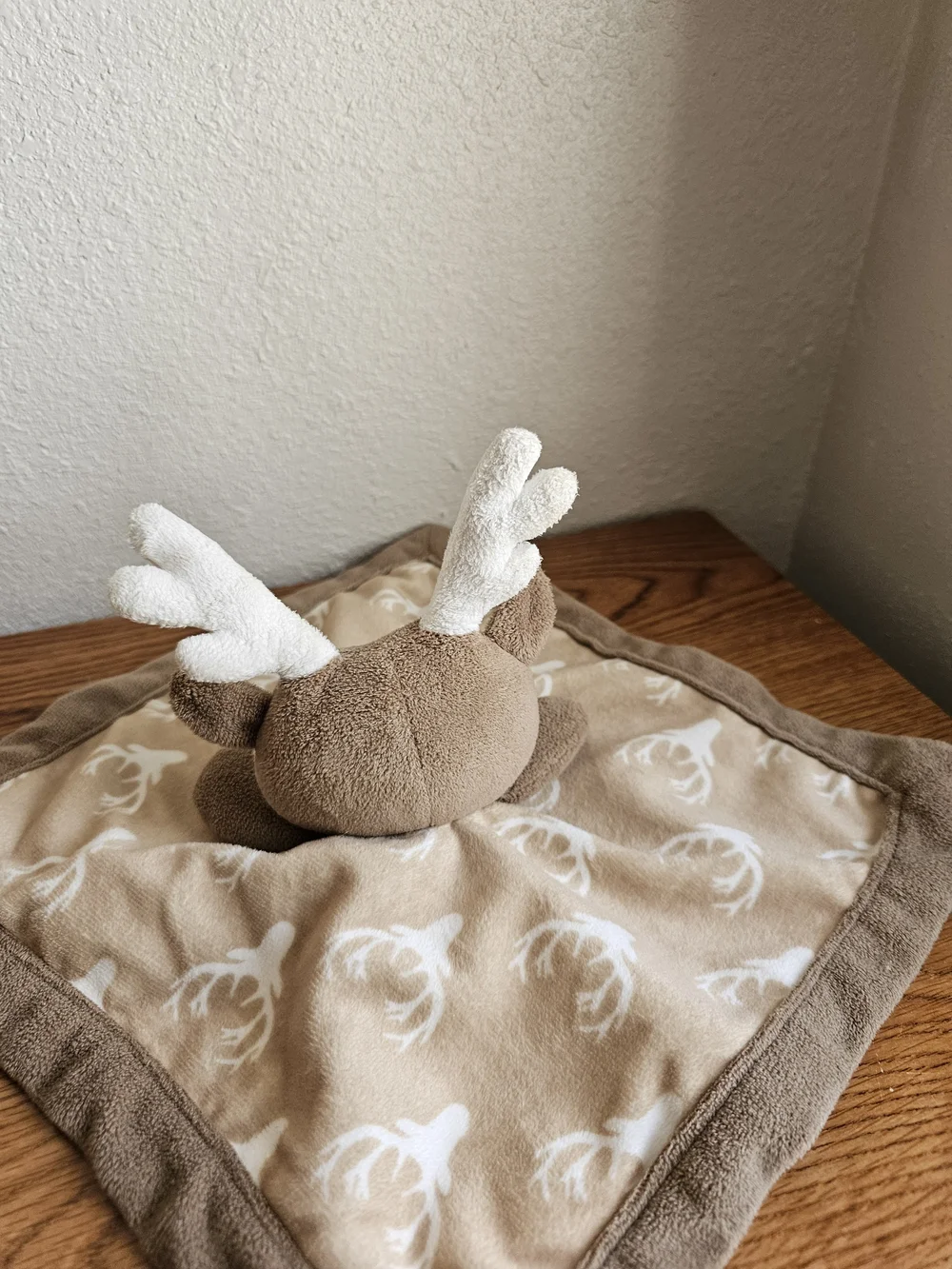 4/$10 Plush Deer Lovie Infant Blankie Toy Hunter Blanket Neutral Brown Cream